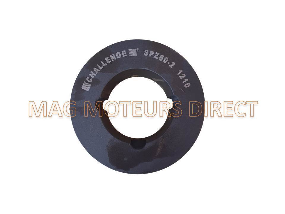 POULIE FONTE 80mm - Type SPZ - Double Gorge - MOYEU AMOVIBLE