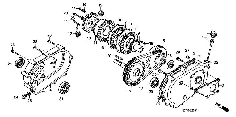 HONDA Boite de Reduction 2-1 avec Embrayage Centrifuge Type R (5-7CV)