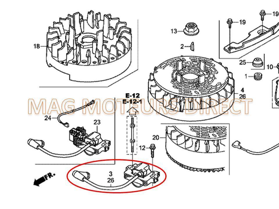 BOBINE D'ALLUMAGE HONDA GC/GCV160 190 ( 30500-ZL8-014 ) pour volant aluminium