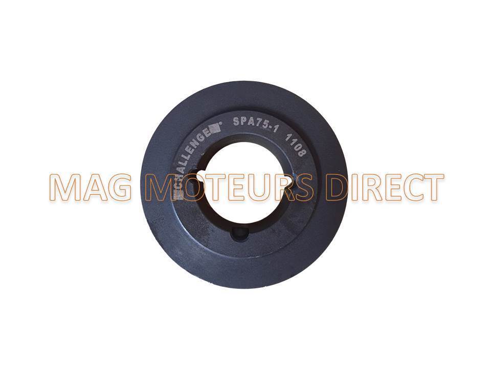 POULIE FONTE 75mm - Type SPA - Simple Gorge - MOYEU AMOVIBLE