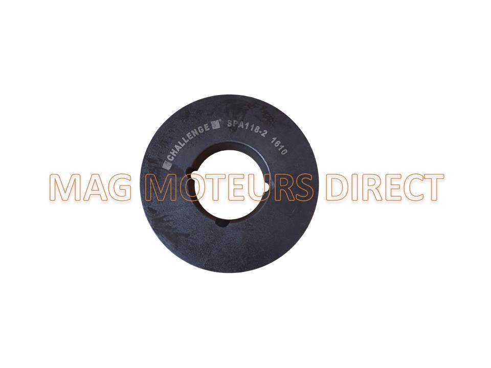 POULIE FONTE 118mm - Type SPA - Double Gorge - MOYEU AMOVIBLE