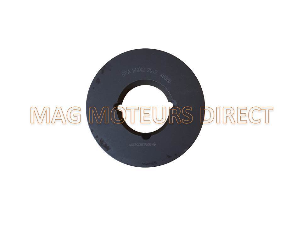 POULIE FONTE 140mm - Type SPA - Double Gorge - MOYEU AMOVIBLE