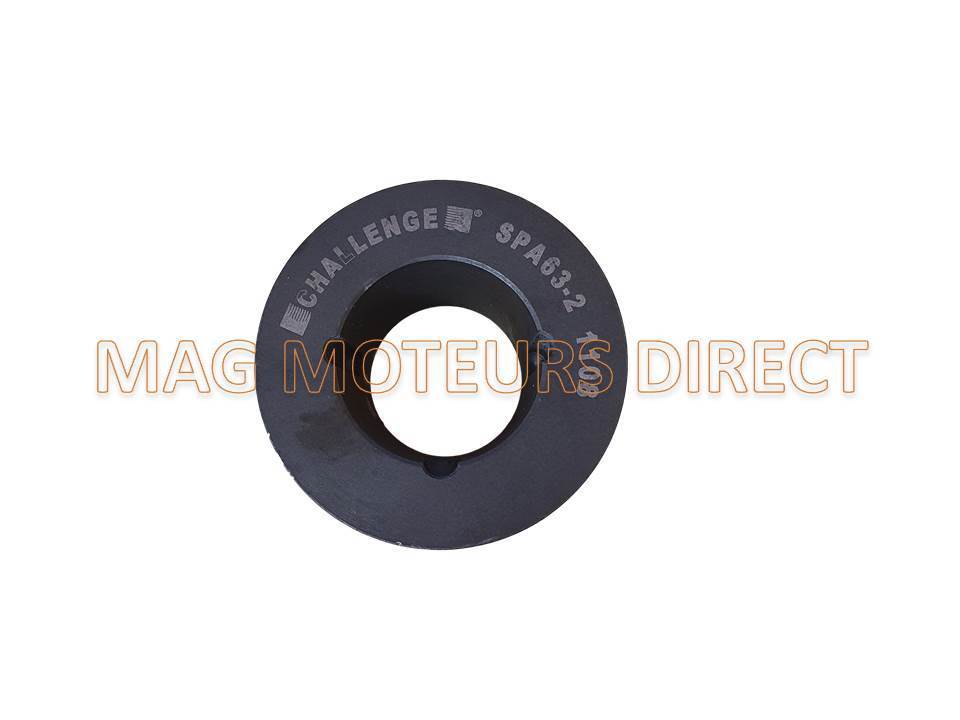 POULIE FONTE 63mm - Type SPA - Double Gorge - MOYEU AMOVIBLE