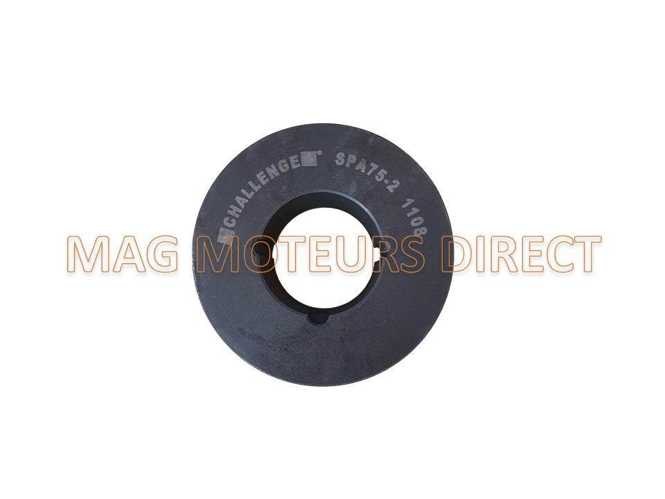 POULIE FONTE 75mm - Type SPA - Double Gorge - MOYEU AMOVIBLE