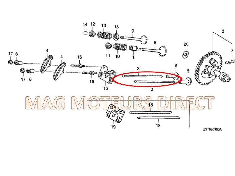 TIGES DE CULBUTEUR (lot de 2) vrai HONDA GX240/270