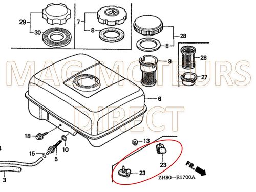 CAOUTCHOUC DE MONTAGE RESERVOIR HONDA GX160 GX200 GX240 GX340 GX390