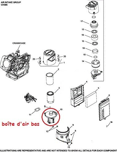 Caja de aire inferior KOHLER CH395