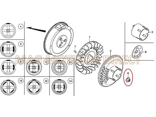 BOULON / ECROU DE VOLANT compatible HONDA GX240/270/340/390 (ECO)