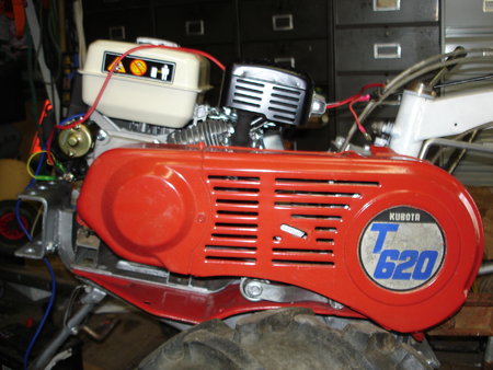 Remotorisation Kubota T620 avec moteur EM65-XR 20mm et démarreur électrique