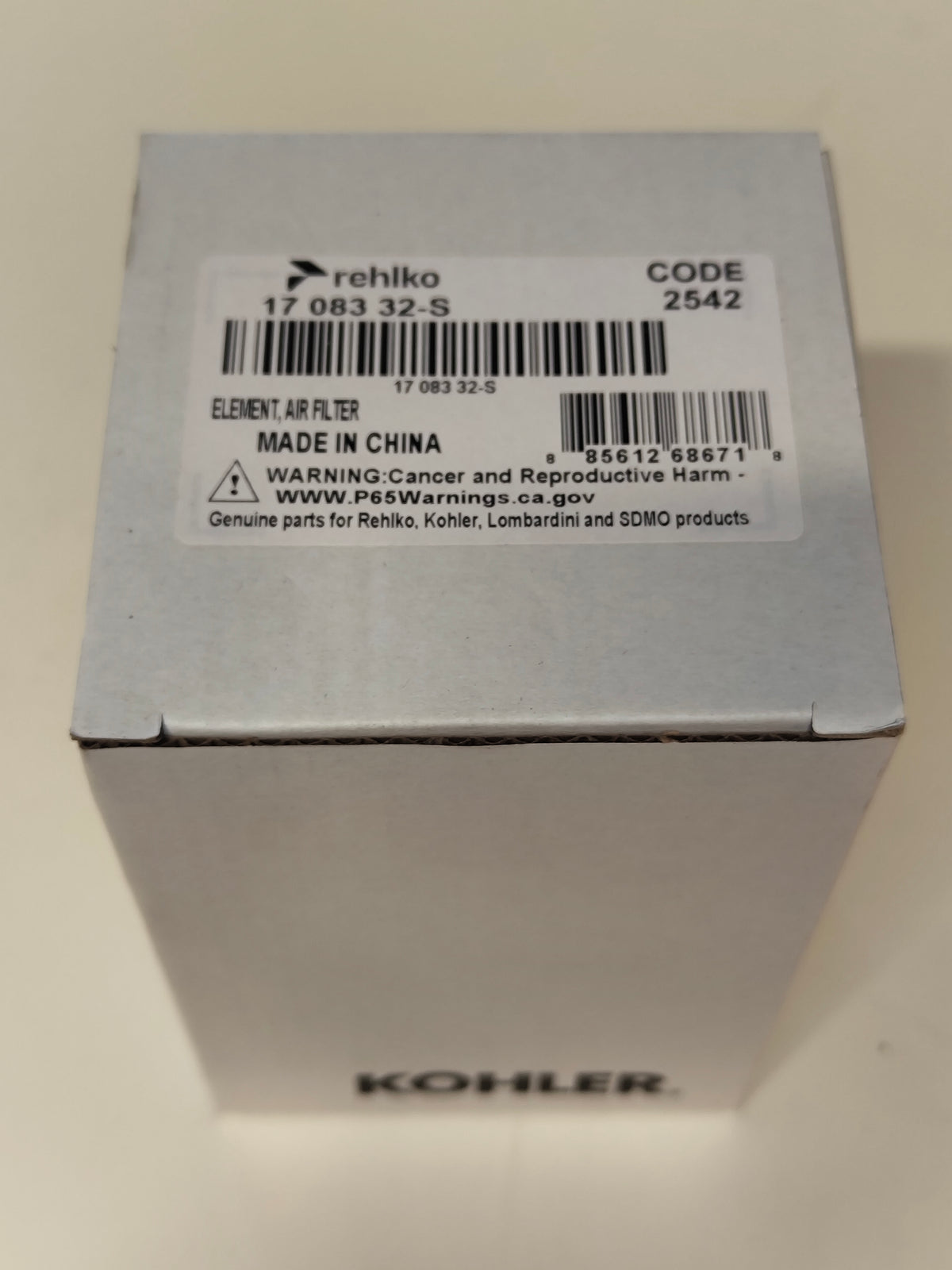 Filtre à air d'origine Kohler 17 083 32-S CH395 CH440
