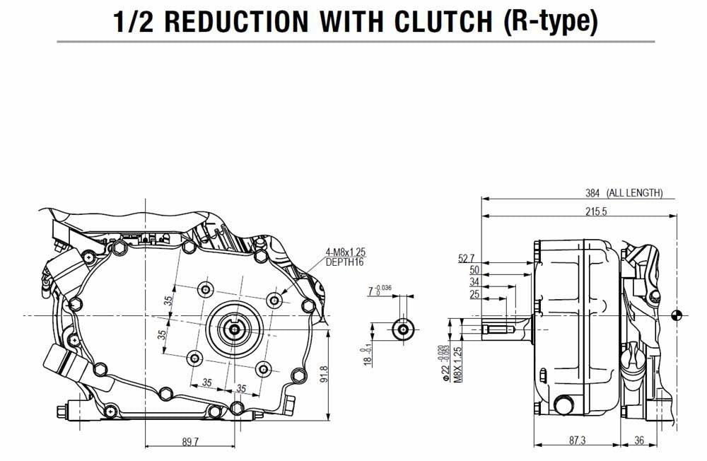 HONDA Boite de Reduction 2-1 avec Embrayage Centrifuge Type R (5-7CV)