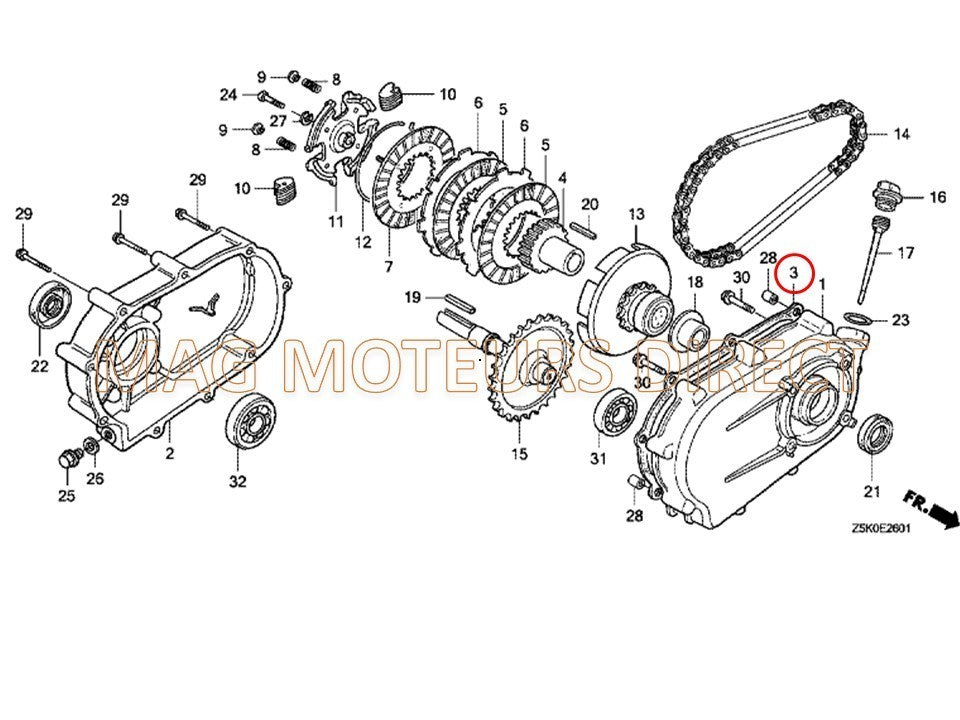 JOINT DE COUVERCLE DE REDUCTION compatible HONDA GX240/270 (intérieur) (ECO)
