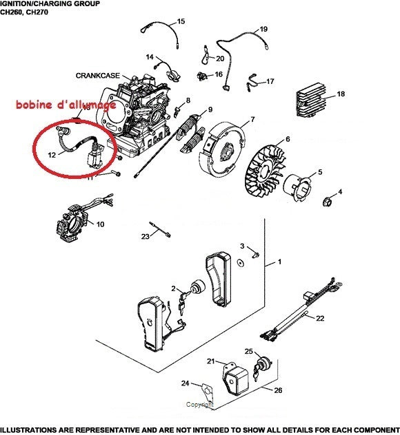 BOBINE D'ALLUMAGE compatible KOHLER CH270