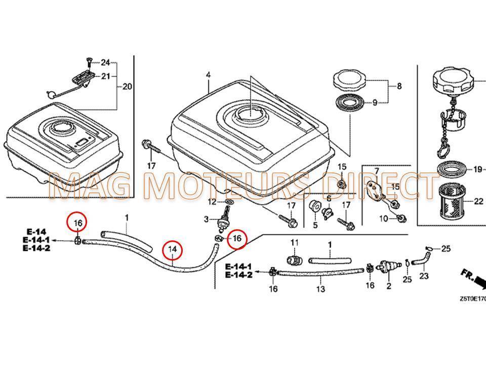 TUYAU FLEXIBLE D'ESSENCE ALLONGE HONDA GX/GXV (4.5 X 360mm)