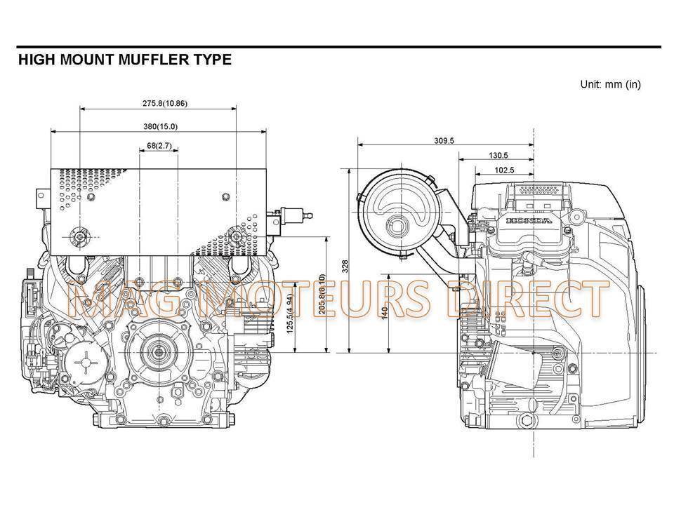 HONDA GX630 GX660 GX690 EXHAUST - RIGHT EXIT