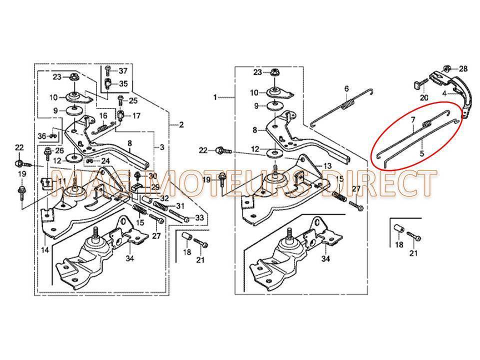 TIGE et RESSORT DE RAPPEL compatible HONDA GX110 GX120 (ECO)