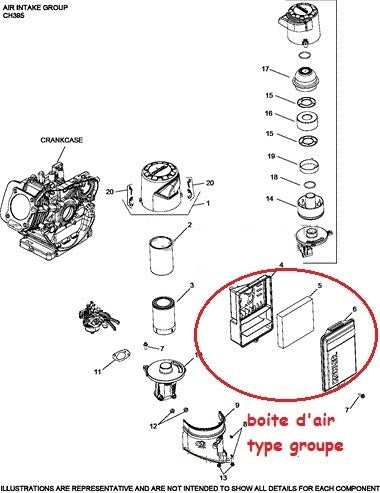 Caja de aire completa KOHLER CH395 para grupo