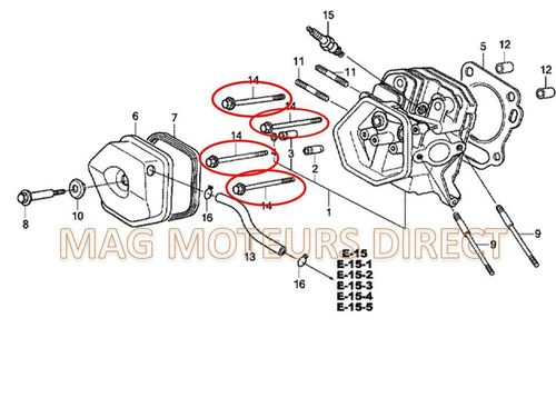 Juego de 4 tornillos de culata para Villiers G390